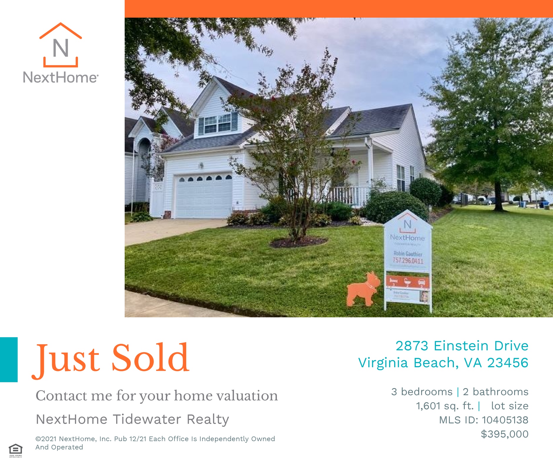 Just Sold! 2873 Einstein Drive, Virginia Beach, VA 23456